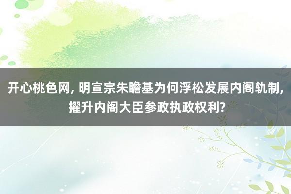 开心桃色网, 明宣宗朱瞻基为何浮松发展内阁轨制, 擢升内阁大臣参政执政权利?
